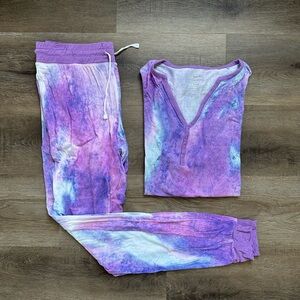 Little Sleepies Purple and Tie-Dye Pajama Set